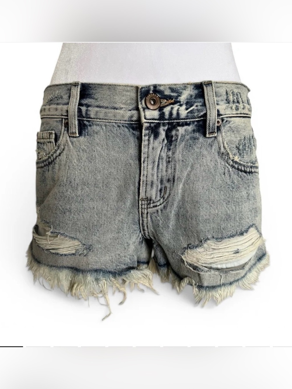 pistola Acid Wash Frayed Hem Denim Shorts